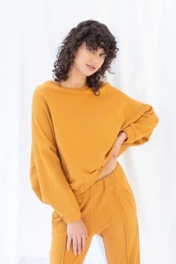 ReCreate Signal Elastic Waist Batwing Marigold Jumper