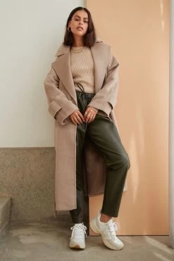 Esmaee Willow Long Belted Bone Coat New In