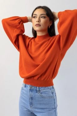 Ivy + Jack Motivation Blood Orange Boxy Balloon Sleeve Knit