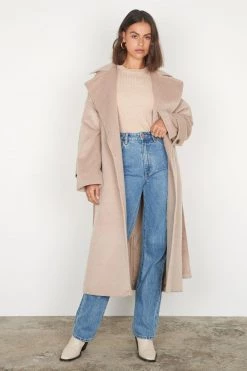Esmaee Willow Long Belted Bone Coat New In