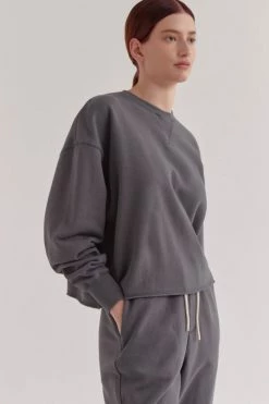Assembly New In Jorja Washed Graphite Cropped Sweat