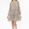 Seeking Lola New In Optimistic Ivory Paisley Mid Sleeve Tiered Mini Dress