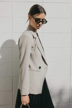 Ivy + Jack Harper Stone Textured Double Breasted Blazer