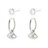 Pilgrim Poesy Two In One Crystal Studs And Third Eye Sleepers Silver Earring Set