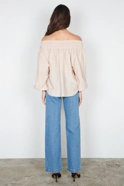 Esmaee New In Tanana Natural Button Down LS Blouse