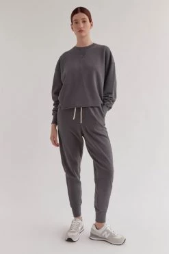 Assembly New In Jorja Washed Graphite Cropped Sweat