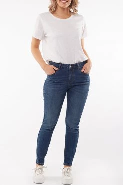 Foxwood City Mid Rise Skinny Blue Denim Jean New In