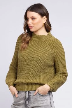 Foxwood Collins Olive Rib Knit Jumper Knitwear