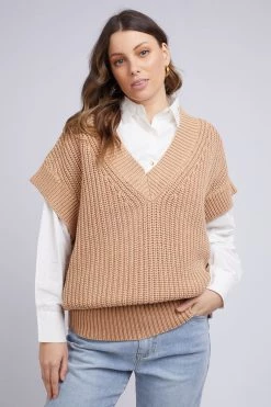 Foxwood Camille Beige V Neck Knit Vest