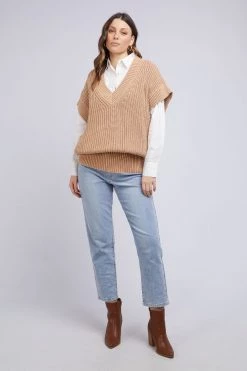 Foxwood Camille Beige V Neck Knit Vest