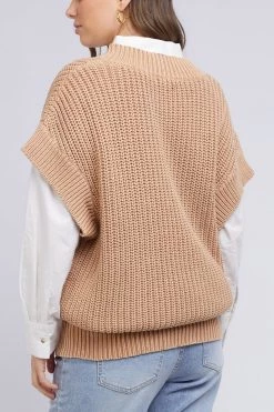 Foxwood Camille Beige V Neck Knit Vest