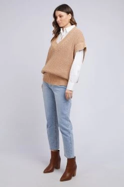 Foxwood Camille Beige V Neck Knit Vest