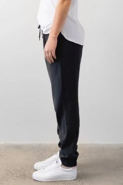 Among The Brave Fast Track Black Elastic Waist Tapered Cupro Jogger Pants