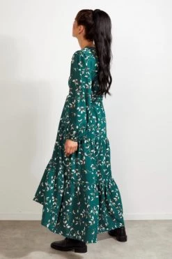 Drama The Label New In Tracey Green Tea Floral LS Wrap Midi Dress