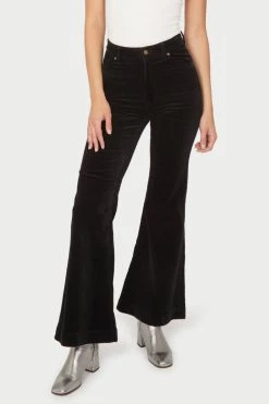 Rollas New In Eastcoast Flare Black Velvet Pant