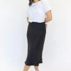Ivy + Jack Skirts Ivy Black Washer Satin Midi Bias Skirt