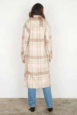 Esmaee Empire Cream Vintage Check Coat New In