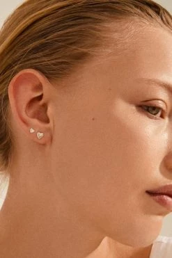 Pilgrim Sophia Heart Stud Earrings Two Pack Gold Jewellery