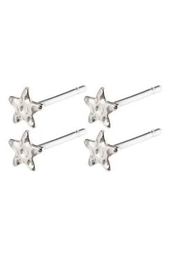 Pilgrim Regina Mini Star Stud Silver Earrings Two Pack Jewellery