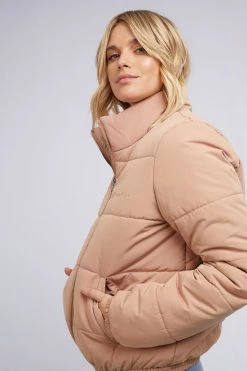All About Eve The Edit Mila Tan LS Puffer Jacket