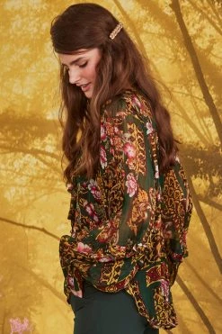 Coop Reach For The Tie Forest Print Blouse