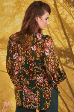 Coop Reach For The Tie Forest Print Blouse