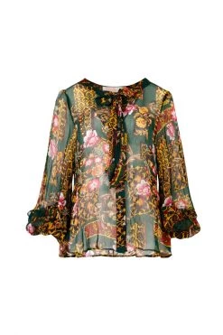 Coop Reach For The Tie Forest Print Blouse