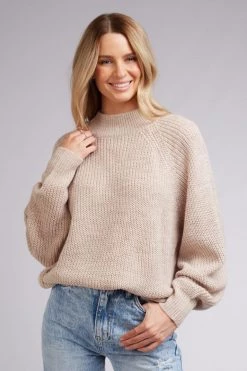 All About Eve Harper Oat Crew Neck LS Knit New In