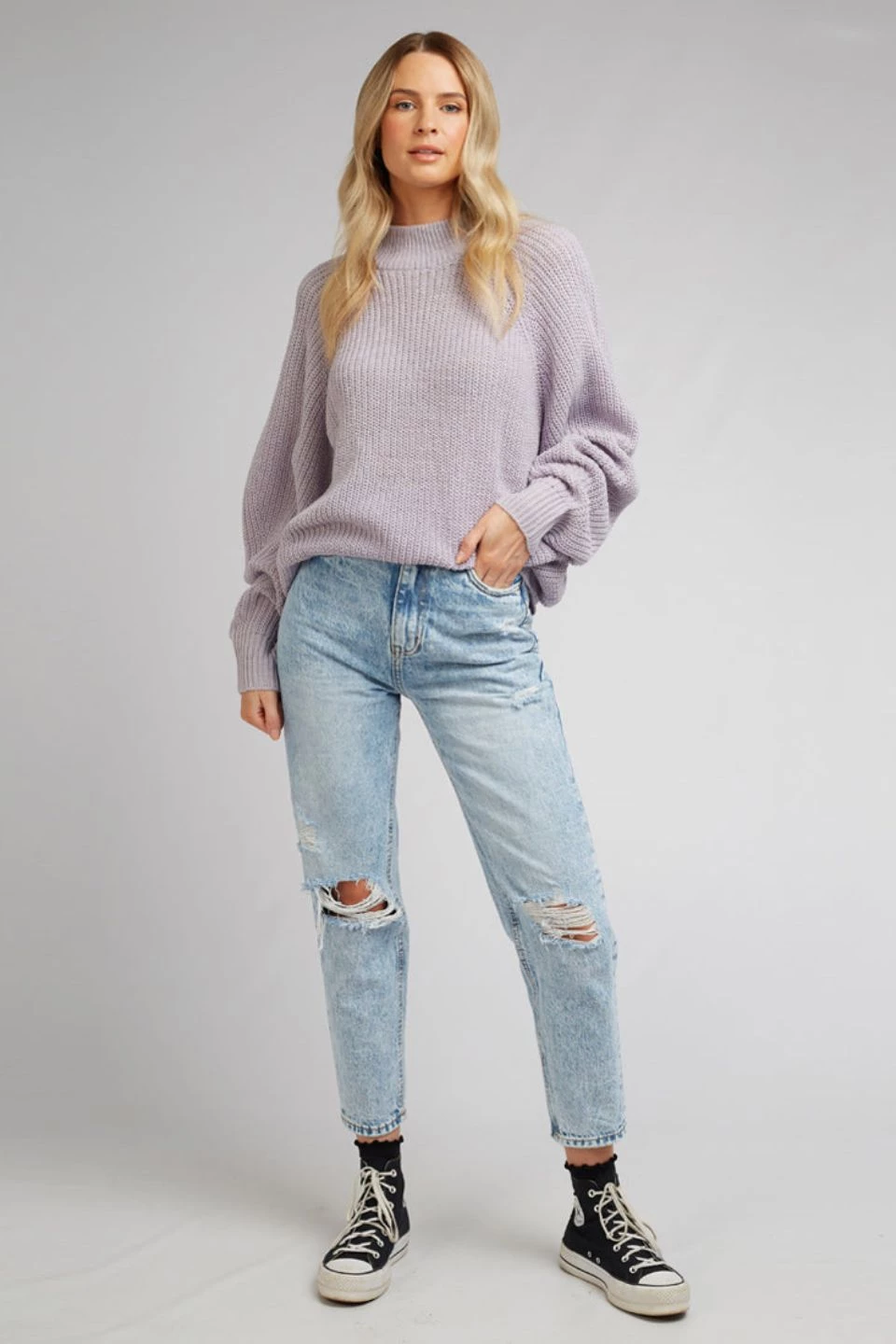 All About Eve Harper Purple High Neck LS Knit