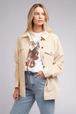 All About Eve Kendra Natural Button Down LS Coat Shacket New In