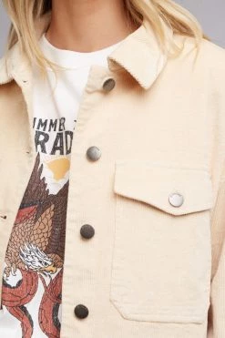 All About Eve Kendra Natural Button Down LS Coat Shacket New In