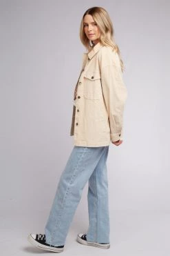 All About Eve Kendra Natural Button Down LS Coat Shacket New In