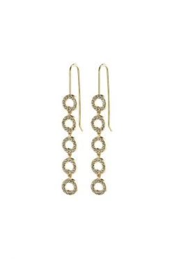 Pilgrim Tessa Preciosa Crystals On Linked Hanging Small Gold Circles Hook Earrings Jewellery