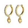 Pilgrim Sophia Preciosa Crystals And Heart Pendant Gold Sleeper Earrings