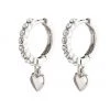 Pilgrim Sophia Preciosa Crystals And Heart Pendant Silver Sleeper Earrings
