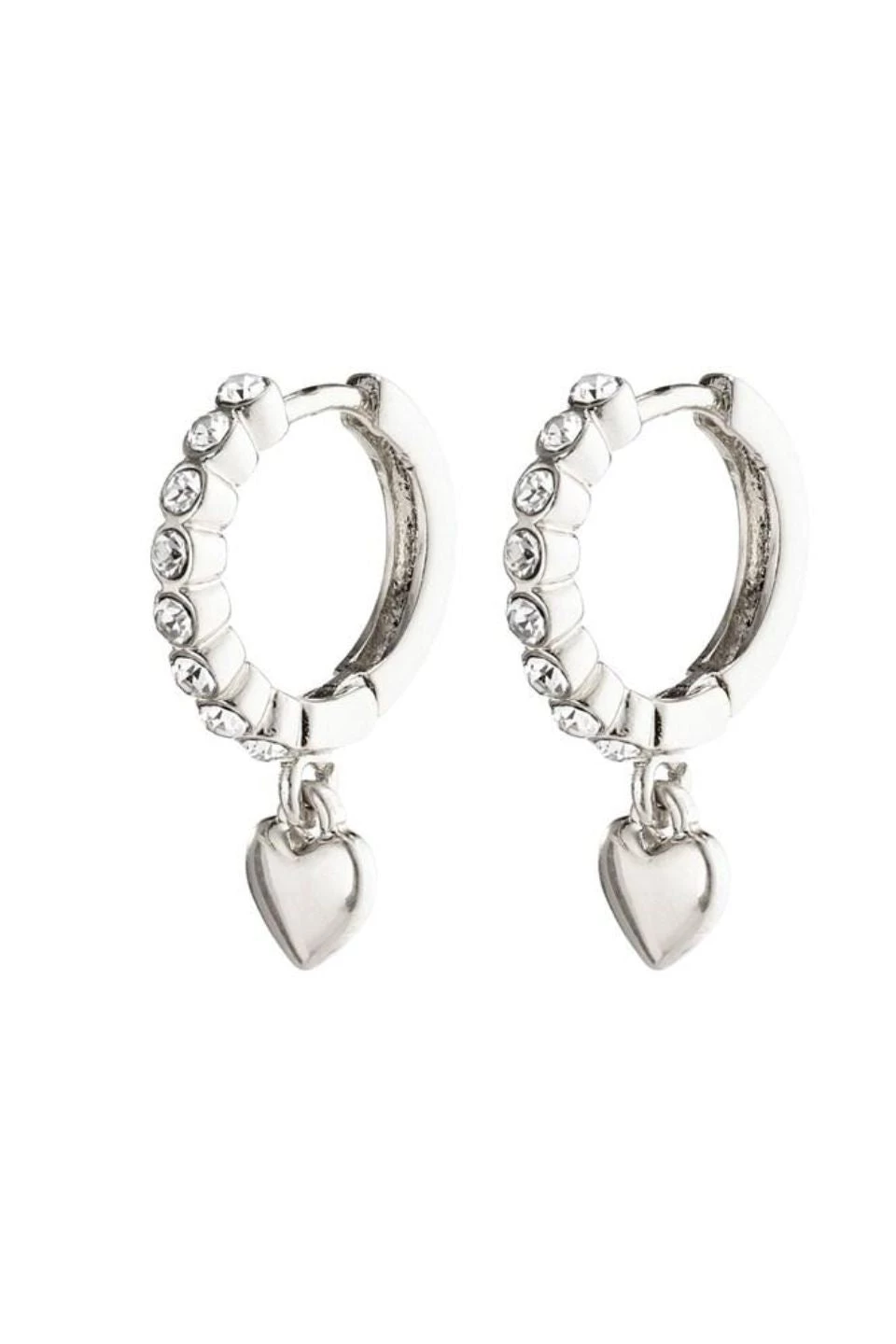 Pilgrim Sophia Preciosa Crystals And Heart Pendant Silver Sleeper Earrings