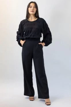 Among The Brave Pants Best Life Black Soft Crepe Wide Leg Pant