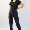 Among The Brave Pants Spirited Black Tie Front Tapered Cupro Pant