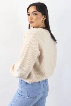Among The Brave Wholesome String Chunky Blousen Sleeve Cropped Cardigan Knitwear
