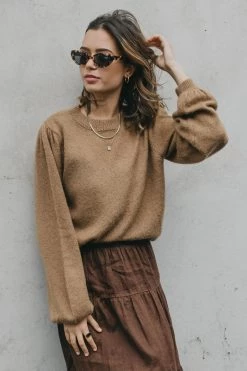 Seeking Lola Montana Toffee Blouson Sleeve Jumper New In