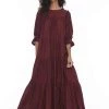 Blak New In Promise Cinnamon Half Sleeve Tiered Midi Dress
