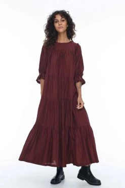 Blak New In Promise Cinnamon Half Sleeve Tiered Midi Dress