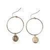 Flo Gives Back 15% To Women In Need Coin Pendant Hoop Gold Earring Jewellery