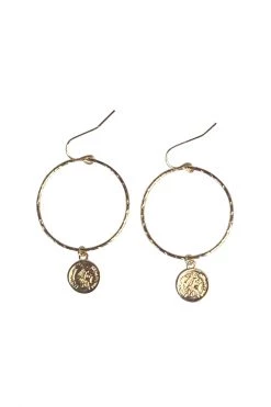 Flo Gives Back 15% To Women In Need Coin Pendant Hoop Gold Earring Jewellery