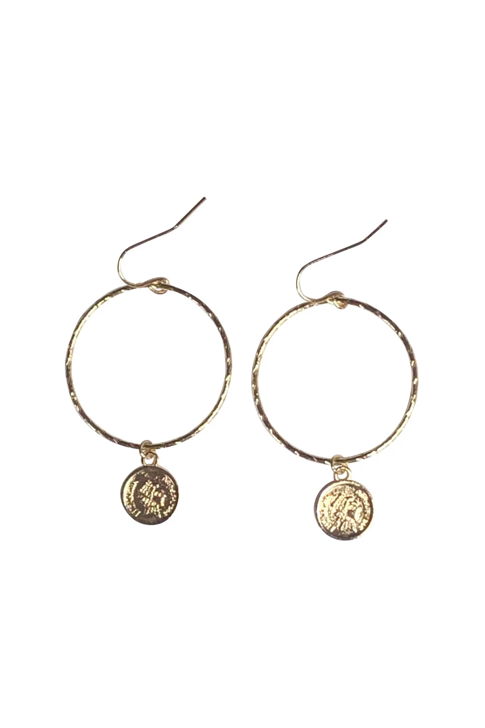 Flo Gives Back 15% To Women In Need Coin Pendant Hoop Gold Earring Jewellery