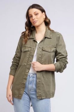 Foxwood Atlas Khaki Tie Waist Shacket Support Local