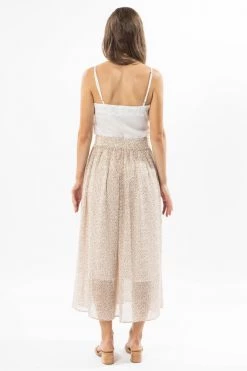 Leila + Luca Courageous Ivory Ditsy Pleated Midi Skirt Skirts