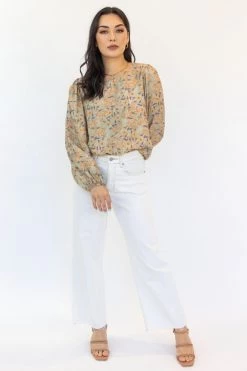 Ivy + Jack Selena Pistachio Floral Blouson LS Top New In
