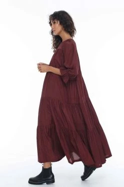 Blak New In Promise Cinnamon Half Sleeve Tiered Midi Dress