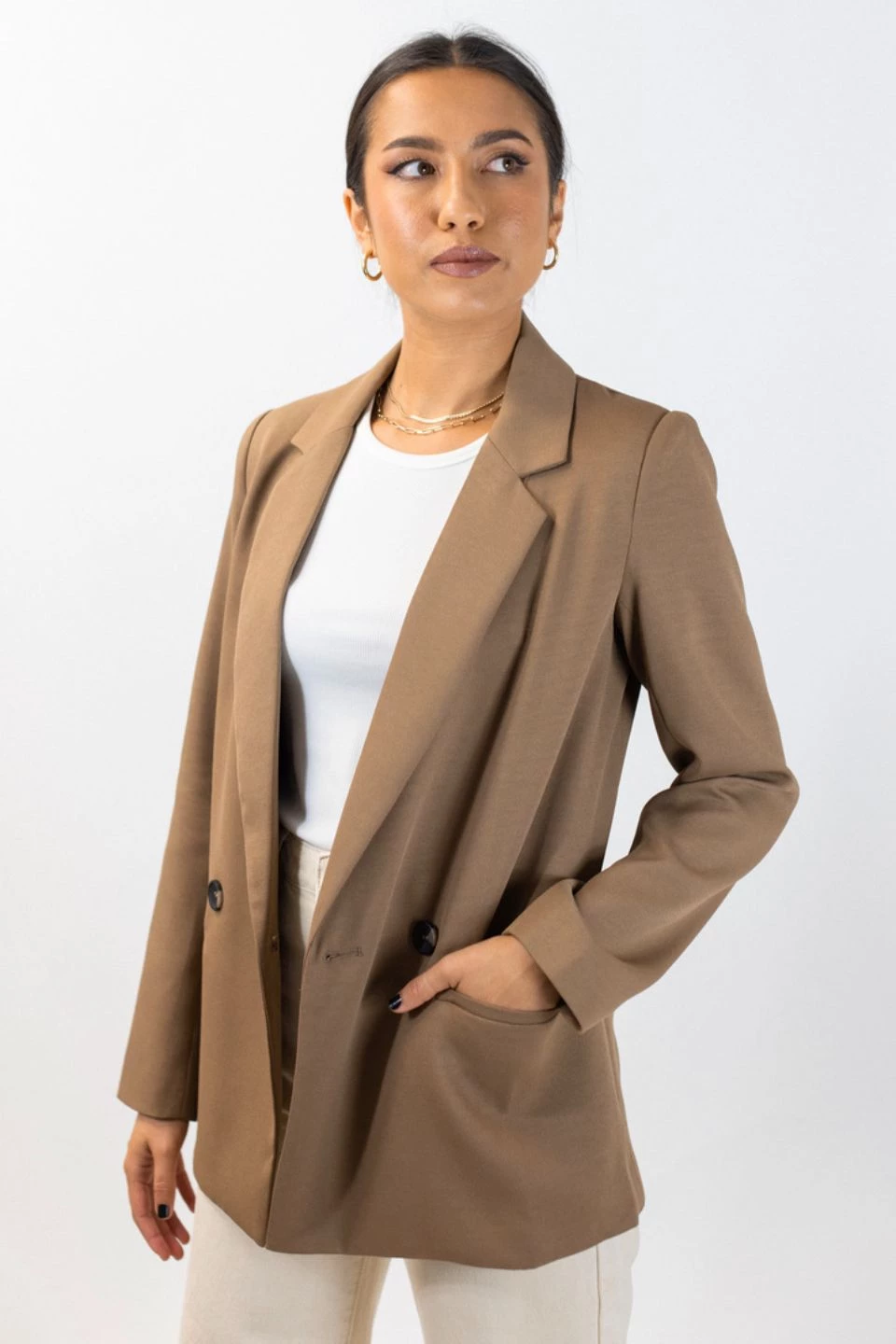 Ivy + Jack New In Mason Walnut Textured Plain Linen Boyfriend Blazer